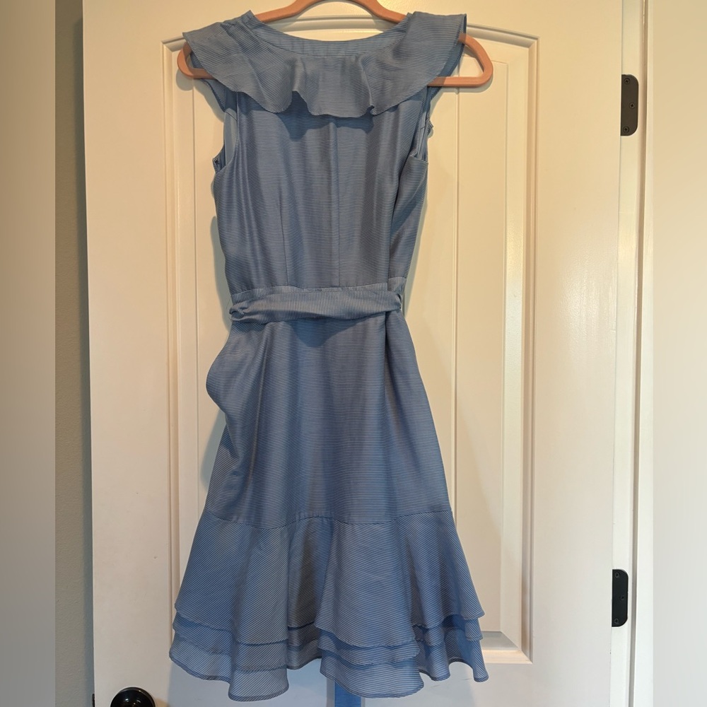 Blue ruffle wrap dress - Picture 3 of 4